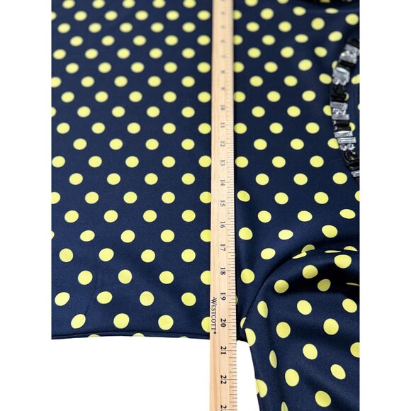 NEW Jaclyn Smith Womens Beaded Polka Dot Top L 3/4 Sleeve Navy/Yellow Stretch - Picture 6 of 10